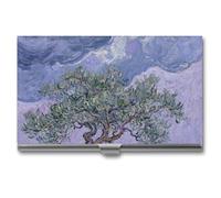 asbwuo Porte-Cartes de Visite en Aluminium - Étui Unisexe Fin imprimé « Oliviers Avant la tempête » pour réunions Professionnelles