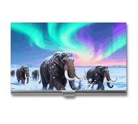 asbwuo Porte-Cartes de Visite Mammoth Migration, étui Fin en métal avec Fermeture à Boucle, Organisateur de Cartes d'identité pour Hommes et Femmes, Portefeuille Portable pour Poche et Mallette