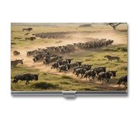 asbwuo Porte-Cartes de Visite pour Hommes et Femmes, Motif Migration des Ours dans Les prairies, étui de Poche en métal, Porte-Cartes de Visite à Boucle, Aluminium
