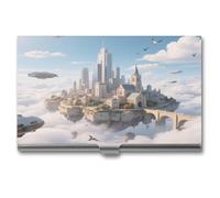 asbwuo Porte-Cartes de Visite Unisexe « Château dans Le Ciel », étui de Poche en métal, Porte-Cartes de Visite à Boucle, Aluminium