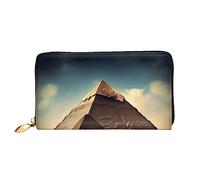 asbwuo Portefeuille en Cuir imprimé « Rêver des Pyramides de Khéops » pour Homme, Fin et Pliable, avec Motif imprimé intégral, Fermeture éclair sécurisée et Blocage RFID.