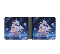 asbwuo Portefeuille en Cuir Shell Sailing in Star Ocean, à Deux Volets, avec 2 Poches cachées et 6 emplacements pour Cartes. Portefeuille Fin pour espèces, Cartes et pièce d'identité.