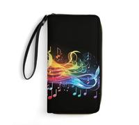 asbwuo Portefeuille Femme Rainbow Musical Note Melody en Cuir, Porte-Monnaie, Pochette, Portefeuille de Voyage Long avec Organiseur de Cartes