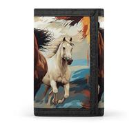 asbwuo Portefeuille Fin pour Homme avec Motif de Chevaux en arrière-Plan, Porte-Cartes et Pince à Billets. Portefeuille à Trois Volets avec Porte-Monnaie.