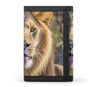 asbwuo Portefeuille Fin pour Homme avec Pince à Billets, Porte-Cartes, Portefeuille à Trois Volets et Porte-Monnaie, Motif Lion tirant la Langue.