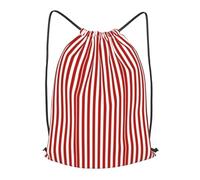asbwuo Red And White Stripes Outdoor Leisure Drawstring Backpack, Lightweight Waterproof Sports Bag For Men & Women - Gym, Yoga, Travel