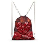 asbwuo Red Hearts Love Drawstring Backpack Sport Gym Bags Yoga Shopping Travel Casual Daypacks for Women Men