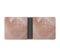 asbwuo Rose Gold Leather Bifold Wallet with 2 Hidden Pockets 6 Card Slots Slim Wallets for Cash, Cards, and ID