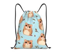 asbwuo Sac à dos à cordon en forme de hamster, léger et avec bretelles réglables, idéal pour le sport, le yoga, les voyages, le football et le volley-ball. Petit format.
