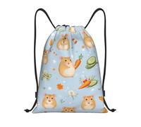 asbwuo Sac à dos à cordon en forme de hamster, léger et avec bretelles réglables, idéal pour le sport, le yoga, les voyages, le football et le volley-ball. Petit format.