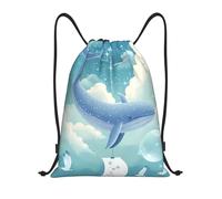 asbwuo Sac à dos à cordon Ocean Whale, léger et adapté au fitness et au sport, avec bretelles.