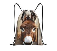 asbwuo Sac à dos à cordon rigolo avec un âne, léger et avec bretelles réglables, idéal pour le sport, le yoga, les voyages, le foot, le volley. Petit format.