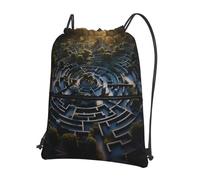 asbwuo Sac à dos de sport à cordon de serrage imprimé labyrinthe, idéal pour la randonnée et le fitness.