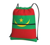 asbwuo Sac à dos de sport à cordon zippé avec drapeau de la Mauritanie, idéal pour la randonnée et le fitness.