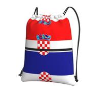 asbwuo Sac à dos de sport à cordon zippé, imprimé drapeau de la République de Croatie, idéal pour la randonnée et le fitness.