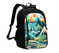 asbwuo Sac à dos de voyage pour homme et femme, léger et décontracté, avec port USB, idéal pour le travail ou les affaires, motif Mountain Magic