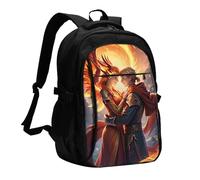 asbwuo Sac à dos de voyage pour homme et femme, léger et décontracté, avec port USB, idéal pour le travail ou les affaires, imprimé Ember Embrace