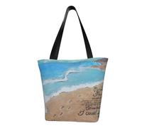 asbwuo Sac bandoulière Footprints In The Sand, cabas en polyester haute densité avec fermeture éclair et poche intérieure, spacieux et léger, idéal pour le marché, la plage et les voyages.