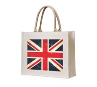 asbwuo Sac cabas vintage en toile premium Union Jack - Impression par sublimation recto verso, grand cabas non doublé idéal pour les voyages, le marché et le quotidien