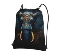 asbwuo Sac de sport à poches et cordon de serrage zippé, imprimé floral et éléphant étrange, idéal pour les voyages