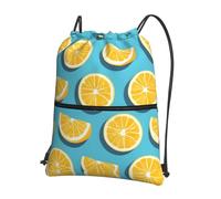 asbwuo Sac de sport à poches imprimées de fleurs et de quartiers de citron, avec fermeture éclair et cordon de serrage, idéal pour les voyages.