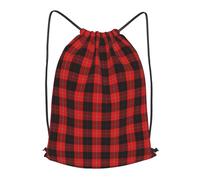 asbwuo Scottish Clan Cunningham Red And Black Tartan Outdoor Leisure Drawstring Backpack, Lightweight Waterproof Sports Bag For Men & Women - Gym, Yoga, Travel