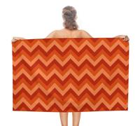 asbwuo Serviette de Plage à Chevrons Rouges et Oranges, Serviette de Bain en Microfibre, Anti-Sable, séchage Rapide, Grande Serviette de Piscine 79 x 130 cm, Serviette surdimensionnée pour Le Yoga