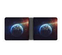 asbwuo Space Planet Earth Leather Bifold Wallet with 2 Hidden Pockets 6 Card Slots Slim Wallets for Cash, Cards, and ID
