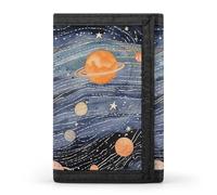 asbwuo Space Themed Art Slim Wallets for Men Money Clip Card Holder Wallet Men's Trifold Wallet and Coin Pocket