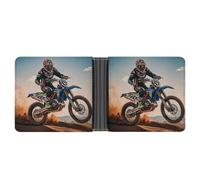 asbwuo Sport Motorcycle Motocross Racing Theme Leather Bifold Wallet with 2 Hidden Pockets 6 Card Slots Slim Wallets for Cash, Cards, and ID