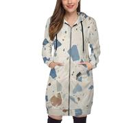 asbwuo Sweat à Capuche zippé Grande Taille pour Femme, Cardigan à Capuche imprimé à Motifs de Fragments Longs avec Poches