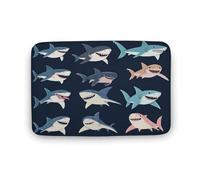 asbwuo Tapis de Bain Bleu Motif Requins Marins, Tapis de Bain antidérapant, Tapis de Sol en Microfibre Douce pour Douche, lavabo, entrée, 50,8 x 81,3 cm