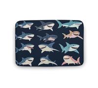 asbwuo Tapis de Bain Bleu Motif Requins Marins, Tapis de Bain antidérapant, Tapis de Sol en Microfibre Douce pour Douche, lavabo, entrée, 40,6 x 61 cm