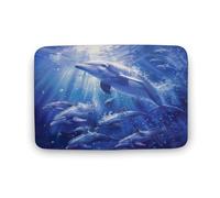 asbwuo Tapis de Bain Motif Dauphin côtier, Tapis de Bain Animalier du Monde sous-Marin avec Envers antidérapant, Tapis de Sol en Microfibre Douce pour Douche, lavabo, entrée, 50,8 x 81,3 cm