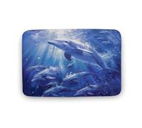 asbwuo Tapis de Bain Motif Dauphin côtier, Tapis de Bain Animalier du Monde sous-Marin avec Envers antidérapant, Tapis de Sol en Microfibre Douce pour Douche, lavabo, entrée, 40,6 x 61 cm