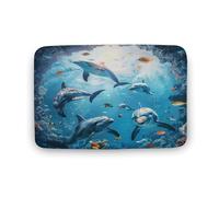 asbwuo Tapis de Bain Motif Dauphin ludique, Tapis de Bain Animalier du Monde sous-Marin avec Envers antidérapant, Tapis de Sol en Microfibre Douce pour Douche, lavabo, entrée, 40,6 x 61 cm