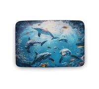 asbwuo Tapis de Bain Motif Dauphin ludique, Tapis de Bain Animalier du Monde sous-Marin avec Envers antidérapant, Tapis de Sol en Microfibre Douce pour Douche, lavabo, entrée, 50,8 x 81,3 cm