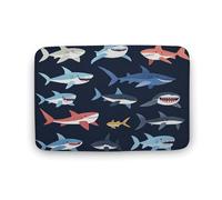 asbwuo Tapis de Bain Motif Requins et Poissons Marins, Tapis de Bain Amusant avec Envers antidérapant, Tapis de Sol en Microfibre Douce pour Douche, lavabo, entrée, 50,8 x 81,3 cm