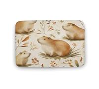 asbwuo Tapis de Bain Motif Rongeur, Motif Feuille de Capybara, antidérapant, en Microfibre Douce, idéal pour la Douche, Le lavabo ou l'entrée, 50,8 x 81,3 cm