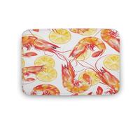 asbwuo Tapis de Salle de Bain Blanc Vibrant, Motif Fruits, Citron et crevettes, avec Envers antidérapant, en Microfibre Douce pour Douche, lavabo, entrée, 50,8 x 81,3 cm
