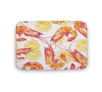 asbwuo Tapis de Salle de Bain Blanc Vibrant, Motif Fruits, Citron et crevettes, avec Envers antidérapant, en Microfibre Douce pour Douche, lavabo, entrée, 40,6 x 61 cm