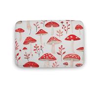 asbwuo Tapis de Salle de Bain Motif Feuille de Champignon Rouge, Motif botanique Amusant avec Envers antidérapant, Tapis de Sol en Microfibre Douce pour Douche, lavabo, entrée, 50,8 x 81,3 cm
