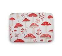 asbwuo Tapis de Salle de Bain Motif Feuille de Champignon Rouge, Motif botanique Amusant avec Envers antidérapant, Tapis de Sol en Microfibre Douce pour Douche, lavabo, entrée, 40,6 x 61 cm