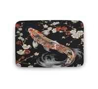 asbwuo Tapis de Salle de Bain Vintage avec Motif de Bouquet, Motif de Feuilles et de Poissons, antidérapant, en Microfibre Douce, pour Douche, lavabo, entrée, 40,6 x 61 cm