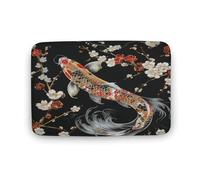 asbwuo Tapis de Salle de Bain Vintage avec Motif de Bouquet, Motif de Feuilles et de Poissons, antidérapant, en Microfibre Douce, idéal pour la Douche, Le lavabo ou l'entrée, 50,8 x 81,3 cm