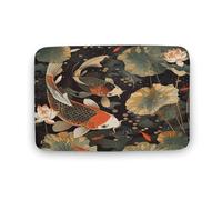 asbwuo Tapis de Salle de Bain Vintage Motif Fleur de Lotus, Motif Poissons d'étang, avec Envers antidérapant, en Microfibre Douce pour Douche, lavabo, entrée, 50,8 x 81,3 cm