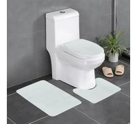 asbwuo Tapis de Sol antidérapant 3 pièces, imprimé Blanc ciré, Tapis de Sol de Toilette en Forme de U, Bien fixé, Absorbant et Durable, épais et Confortable.