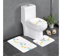 asbwuo Tapis de Sol antidérapant 3 pièces, imprimé Gouttes d'eau en Verre coloré, Tapis de Sol de Toilette en Forme de U, Bien fixé, Absorbant et Durable, épais et Confortable.