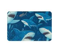 asbwuo Tapis de Sol intérieur/extérieur à Motif Requin et algues, antidérapant, 40 x 60 cm (16 x 24 Pouces).