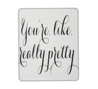 asbwuo Tapis de Souris carré avec Citation drôle « Tu ES Vraiment Joli » Noir et Blanc, Base en Caoutchouc antidérapant, Tapis de Souris, Tapis de Table, 25,4 x 30,5 cm